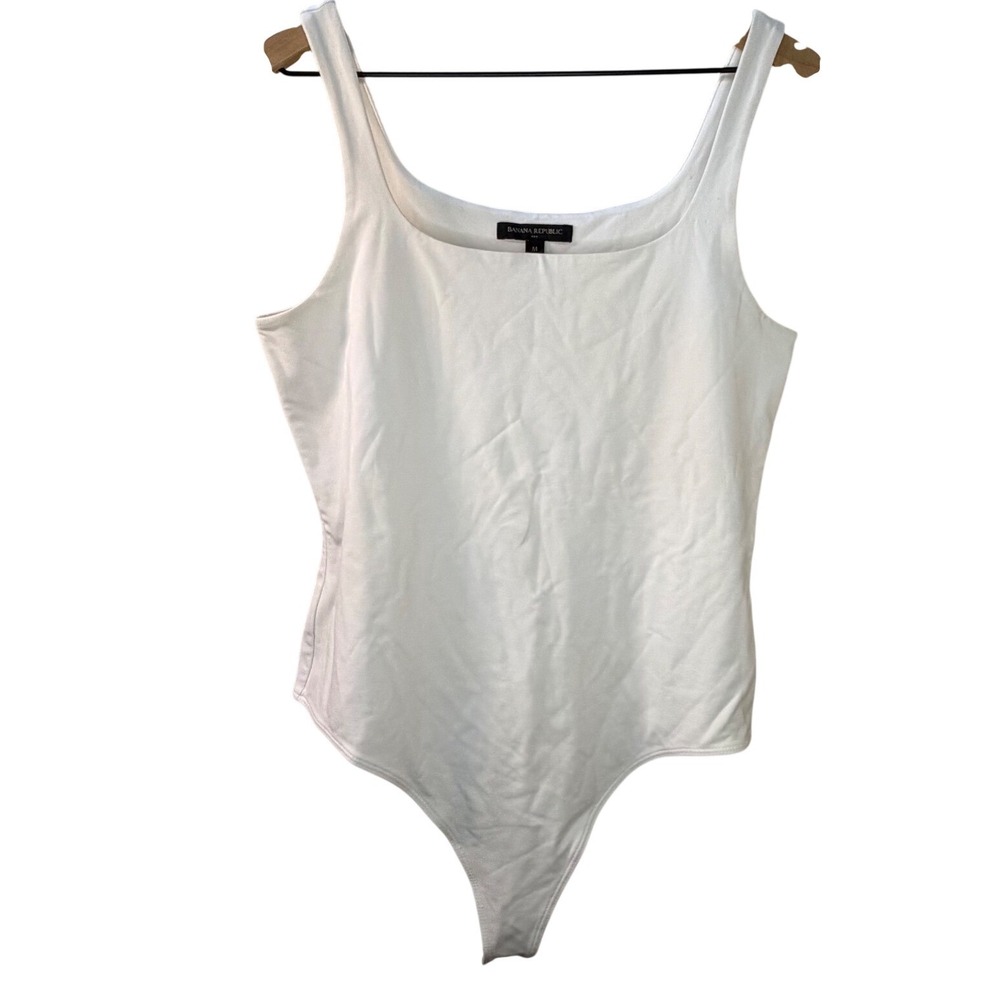 Banana Republic White Square Neck Tank Bodysuit Women Size Medium